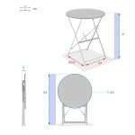 [Obrázek: Kulatý skládací kovový stolek CAMARUE